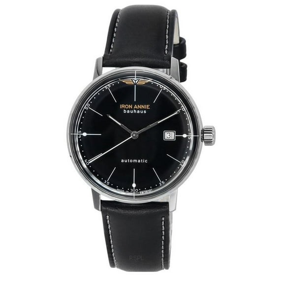 Iron Annie Bauhaus Leather Strap Black Dial Automatic 50502 Men's Watch