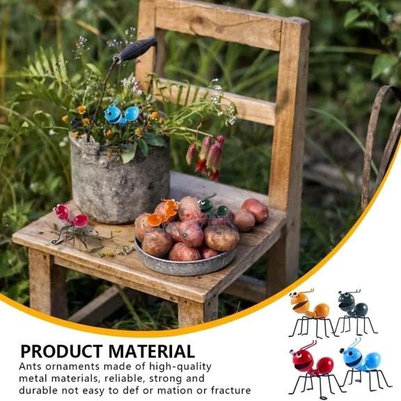 Iron Ant Sculptures Set Of 4 Big Eyes Decorative Figurines For Garden Patio