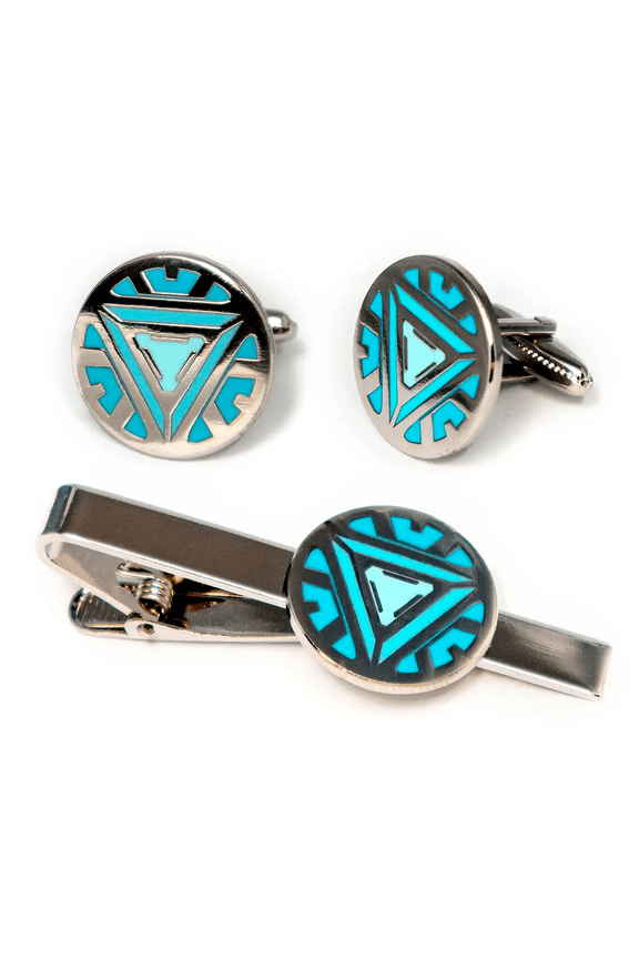 Iron Arc Reactor Cufflinks, Ironman Tie Clip, Groomsmen Jewelry, Man Wedding Gifts