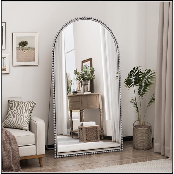 Dasun Silver Iron Arch Retro Full Length Mirror with Supporting Feet for Living Room, Bedroom