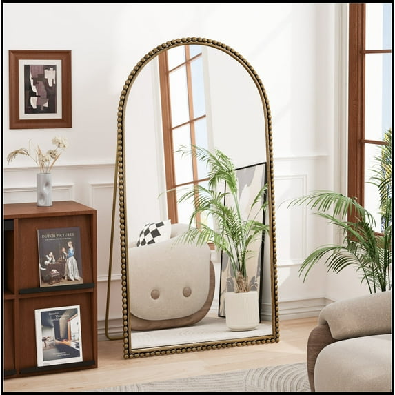 Iron Arch Retro Full Length Mirror With Supporting Feet, For Living Room, Bedroom