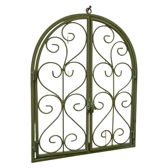 Iron Arched Window Frame Wall Art Vintage Hanging Ornament Home Garden Decors