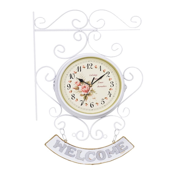 FONDOTIN White Iron Wall Clock, Country Style Home Decor, Artistic Design for Living Room, Kitchen, Bedroom