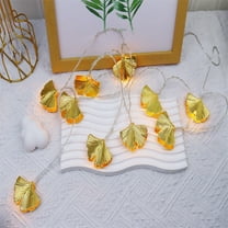 Iron Art Golden Leaf String Lights | 2M 20 LED Battery Operated Curtain Fairy Lights | Warm White | Home Holiday Party Wedding Window Garden Decor | Portable Indoor Outdoor Lighting