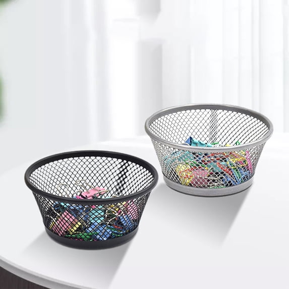 Iron Art Mesh Pen Holder | Large Capacity Transparent Metal Pencil Organizer | Sturdy Non-Slip Stable Desk Storage | Robust Dent-Resistant Cylindrical Container | 11x8x5cm | Black or Gray | 1 Pack