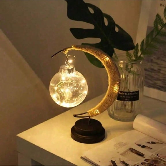 Iron Art Moon Lamp LED Sphere Light Decor Table Lamp, Plastic & Iron Art Decorative Lamp