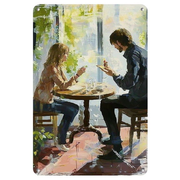 Iron Art Print Set 1pc - Waterproof Comic Style Metal Wall Decor, Pre-drilled, Weather Resistant 8x12 Inch - Indoor/Outdoor Hanging Picture