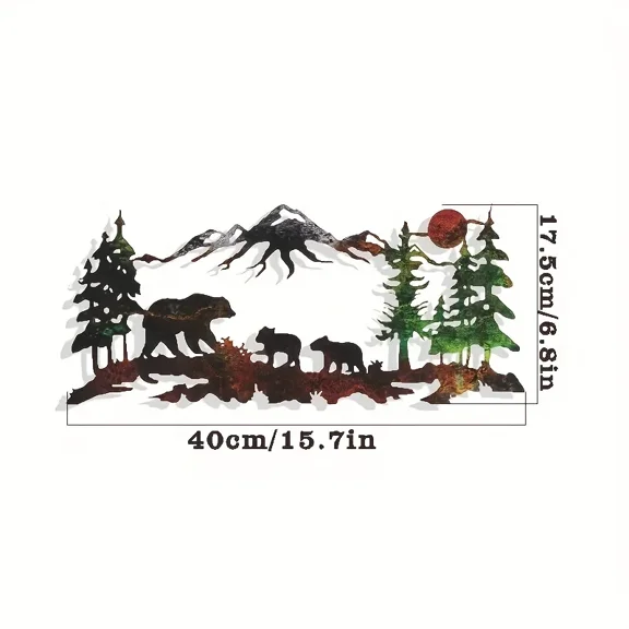 Metal Crafts Ornaments Bear Forest Home Decoration Metal Wall Decoration Art Wrought Iron Ornaments Pendant Decorations