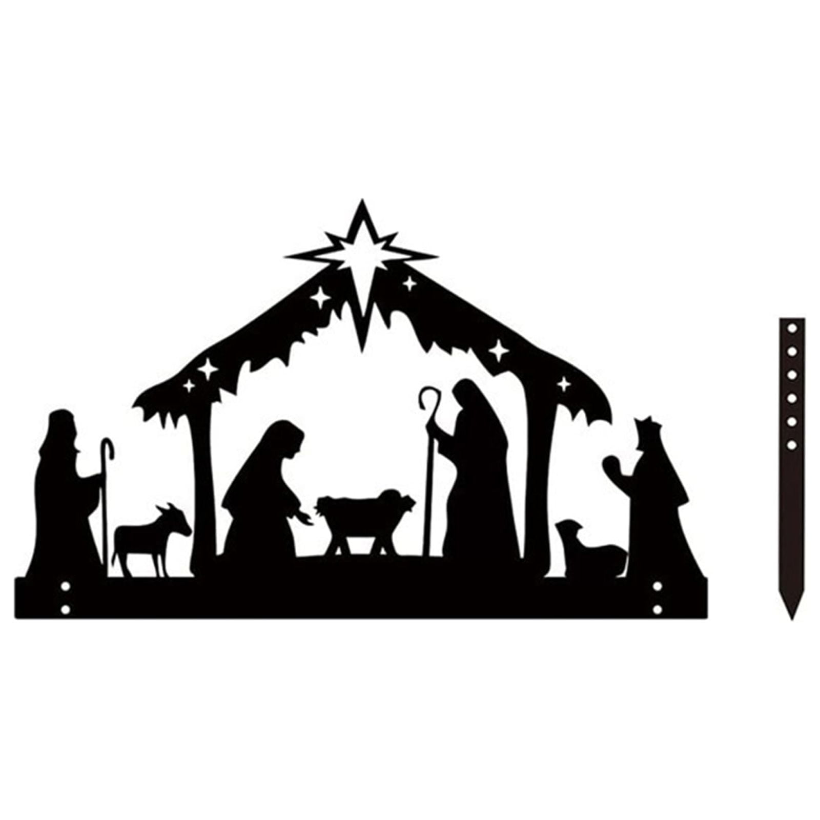 Iron Art Silhouette Yard Sign Display Nativity Scene Garden Stakes