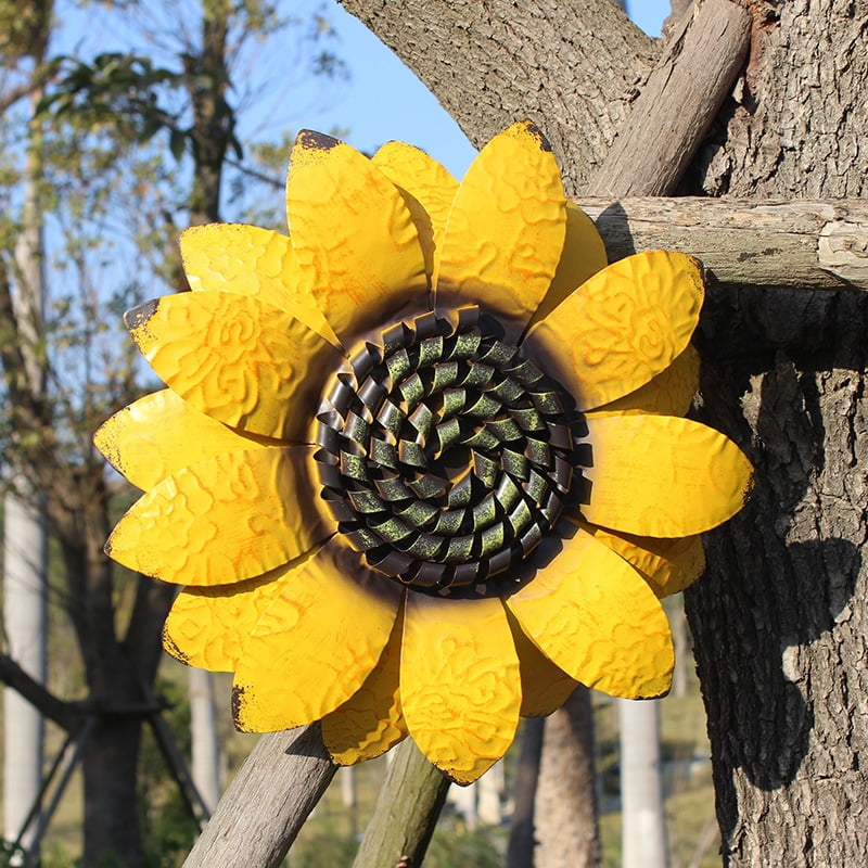 Iron Art Sunflower Wall Mount 3D Sunflower Decoration Garden