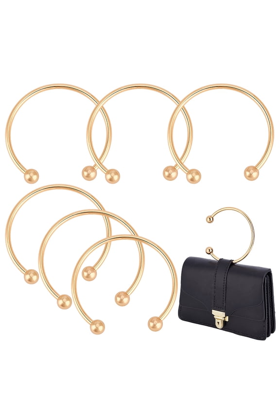 Iron Bag Handles for Bag Replacement Accessories U-Shaped Golden 100x110x15mm Inner Diameter: 98mm