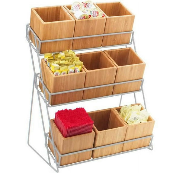 Iron Bamboo Nine Jar Silver Wire Display - 13 x 9.5 x 17.5 in.
