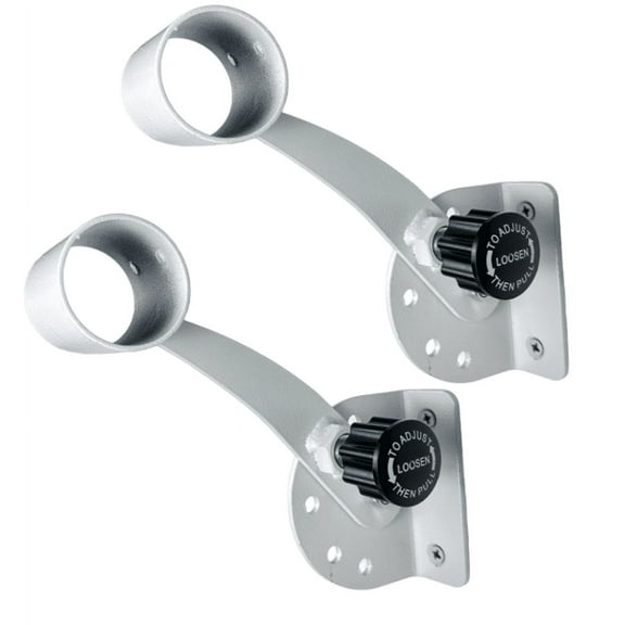 Iron Bar Adjustable Ballet Bracket Set (Pair) with 5 Hinged Levels - Designed for 1.5" - 2.0" Diameter Wooden Dowels, 2 Wall Mounts Included (White)