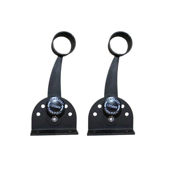 Iron Bar Adjustable Black Bracket Pair with 5 Hinged Levels - Designed for 1.5" - 2.0" Diameter Wooden Dowels, 2 Wall Mounts Included