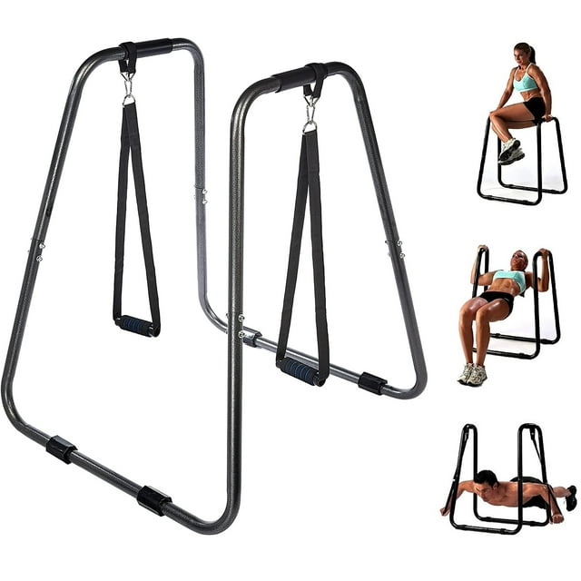 Iron Bar Dip Stand Dip Station Fitness Dip Bars with Straps, Body Press