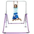 thumbnail image 1 of Iron Bar Gymnastics Bar for Kids, Height Adjustable Horizontal Kip Bar, Gymnastic Junior Training Bar, Monkey Bar Playground Home Gymnastic Equipment Folding and Expandable for Boys/Girls (Purple), 1 of 8