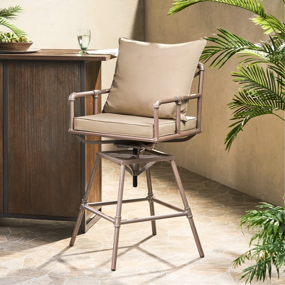 Iron Barstool - Swivel with Adjustable Height - Backyard Gathering - Flexible Seating