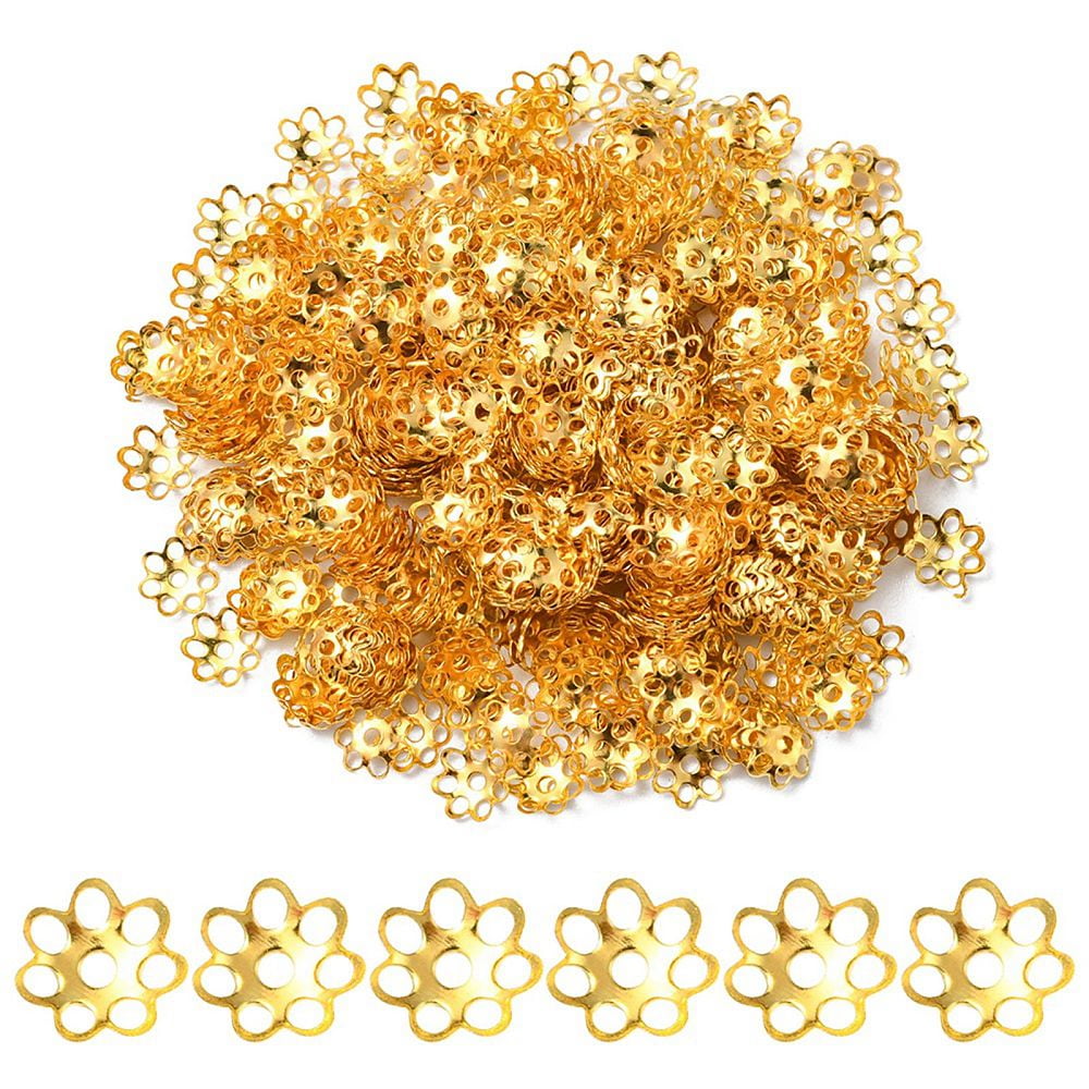 Iron Bead Caps Cadmium Free \u0026 Lead Free Flower Multi-Petal Golden 6x1mm Hole: 1mm