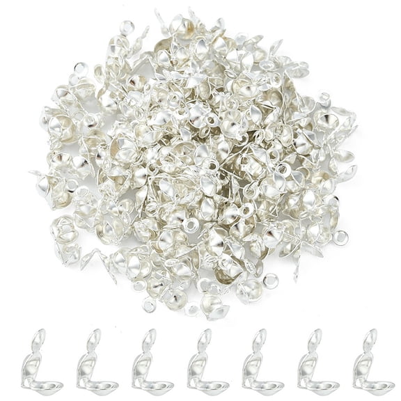 Iron Bead Tips Calotte Ends Clamshell Knot Cover Cadmium Free Lead Free Silver 8x4mm Hole: 1.5mm Inner Diameter: 3mm