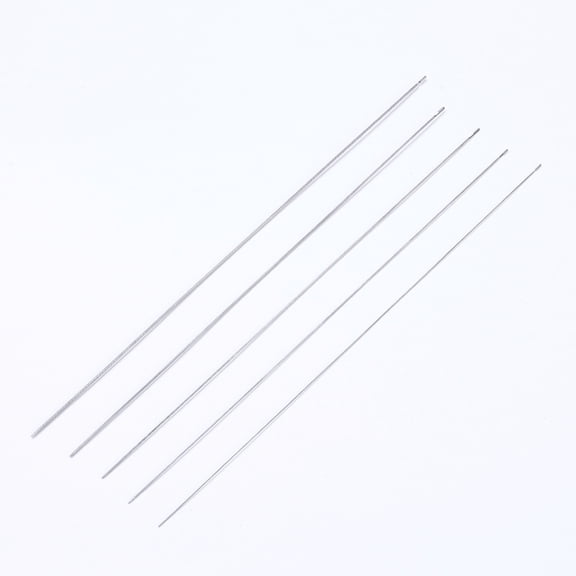Iron Beading Needle with Hook For Quartz Gemstone Beads Bead Threader Platinum 18x0.08cm DIY