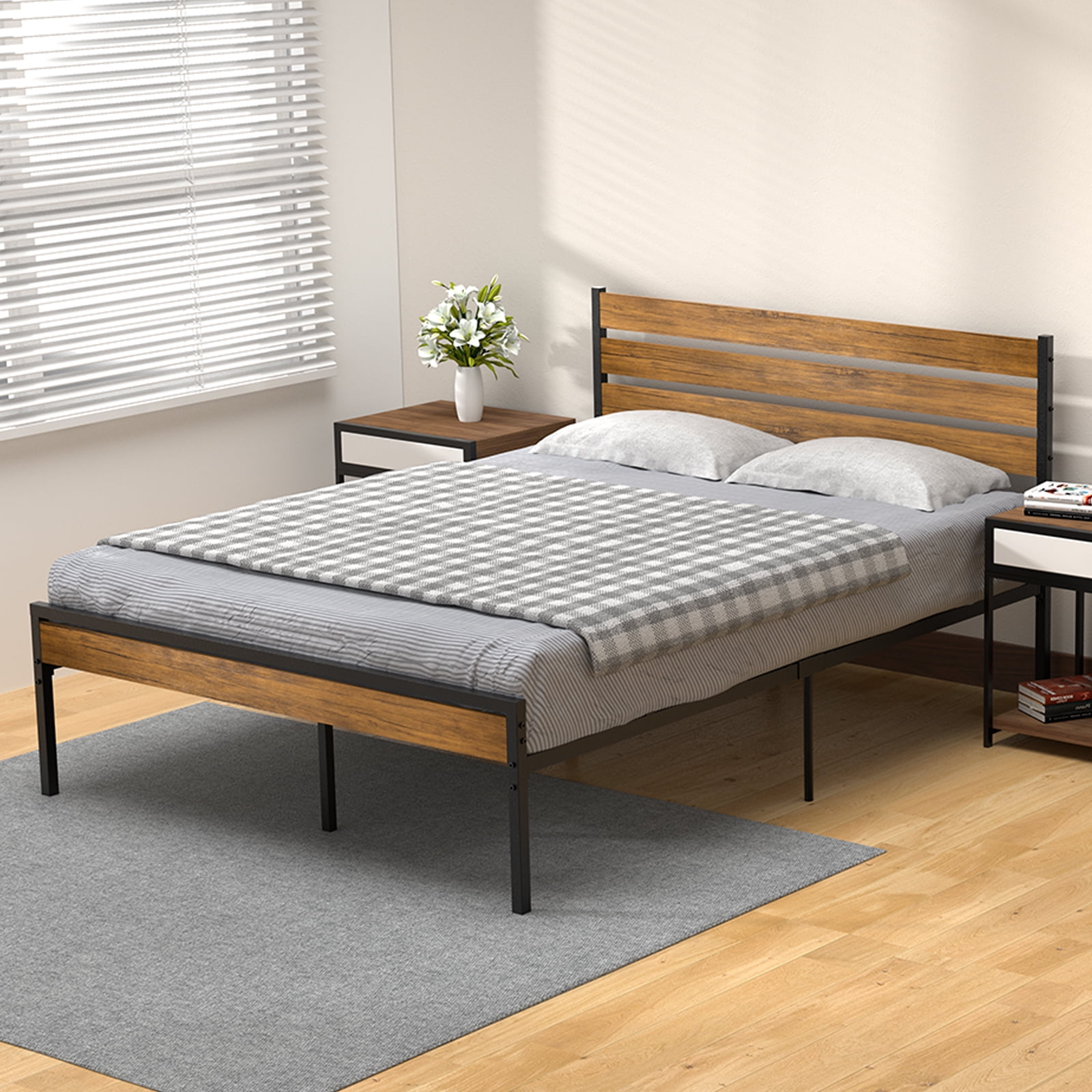 Iron Bed Double Iron Bed Plank Headboard Iron Bed Frame Country Style