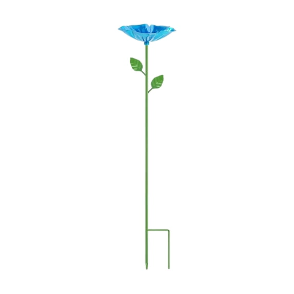 Iron Bee and Butterfly Watering Station Flower Bird Feeder with Garden Stake for Outdoor Patio Decor Blue