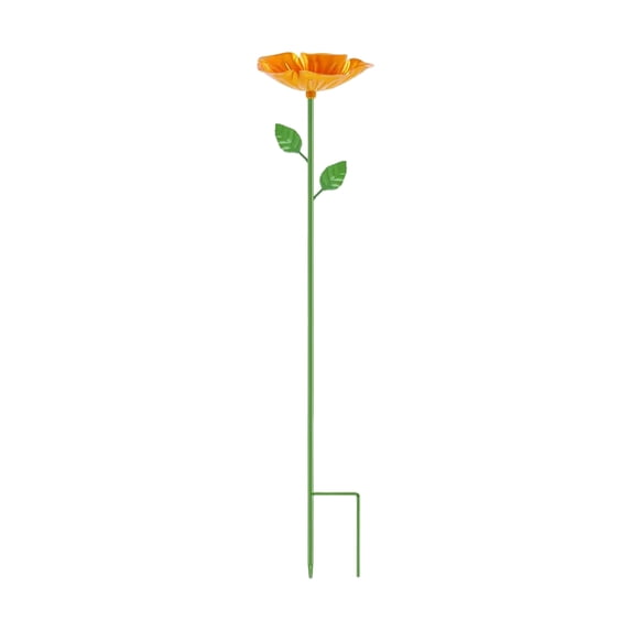 Iron Bee and Butterfly Watering Station Flower Bird Feeder with Garden Stake for Outdoor Patio Decor Yellow