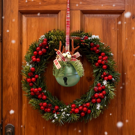 Iron Bell Christmas Bow Reindeer Antlers Bells Ornament Green Iron 3D Shatterproof Christmas Tree Decoration for Home and Party,13x10x10cm(1PCS) JASKFLY