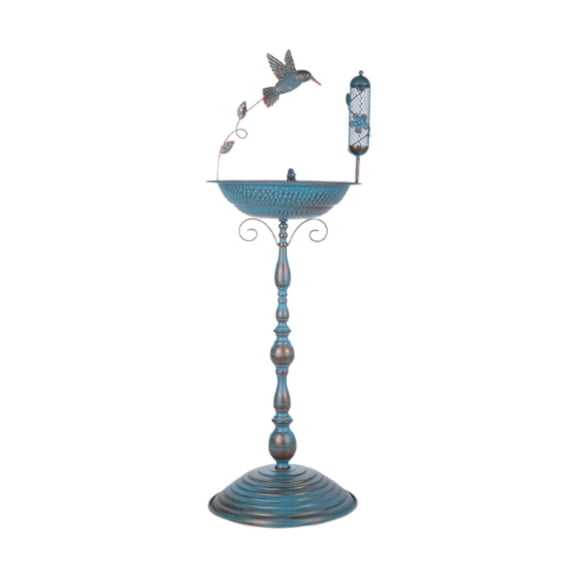 Iron Bird Bath Feeder Bowl Metal Base Stable Design for Multiple Birds Outdoor Yard Patio