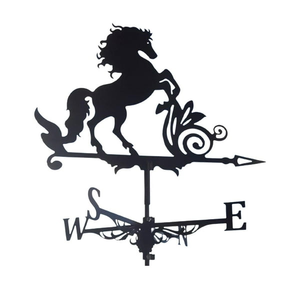 Iron Black Horse Weathervane Roof Mount Weather Vane Garden Ornament Black08