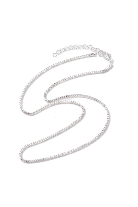 Iron Box Chain Necklaces Silver 18.19x0.08 inch(46.2x0.2cm) for DIY