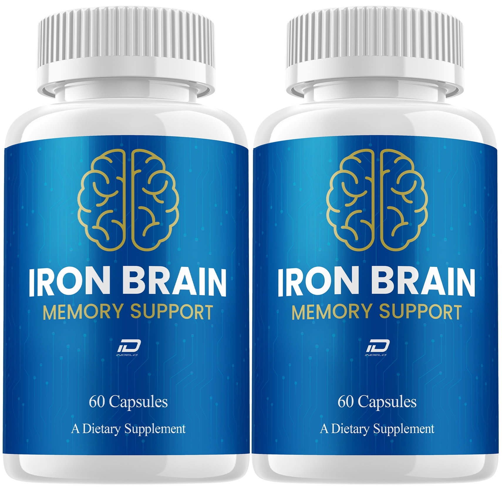 Iron Brain Supplement Capsules – IronBrain Natural Blend Memory Focus Pills, 2 Pack, 120 Capsules