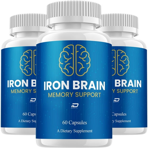 Iron Brain Supplement Capsules  IronBrain Natural Blend Memory Focus Pills, 3 Pack, 180 Capsules