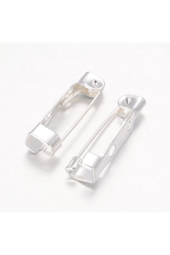 Iron Brooch Findings Back Bar Pins Silver Color Plated 20mm thick