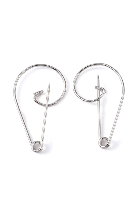 Iron Brooch Findings Kilt Pins Platinum 24x37.5x4.5mm Pin: 1mm