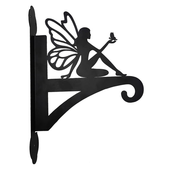 Iron Butterfly Fairy Feeder Wall Hook with Nails, Decorative Outdoor Garden Hanging Hook for Bird Feeders, Planters, Wall Decor, 11.4x8 Inches