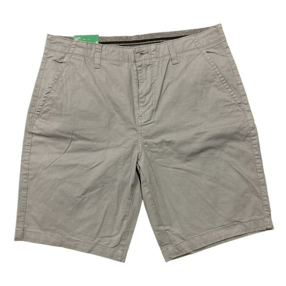 Iron CO. Men's Flat Front Comfort Flex Waistband 10" Inseam Twill Shorts (Grey, 38)