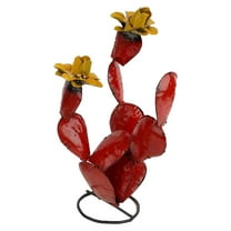 Iron Cactus Yard Art - Metal Outdoor Cactus Decor, Rustic Artificial Garden Sculpture for Patio, Lawn, Balcony, Fairy Garden Decor, Weatherproof Metal Statue