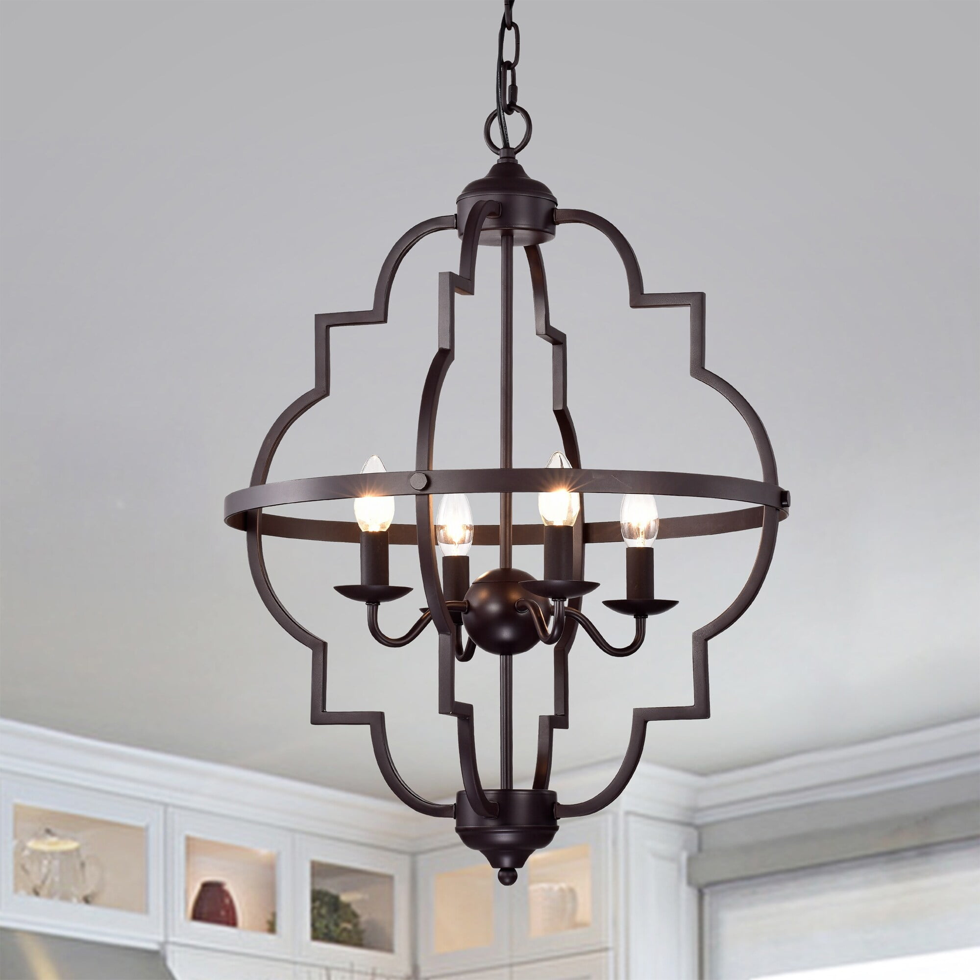 Oil Rubbed Bronze 4-Light Cage Chandelier