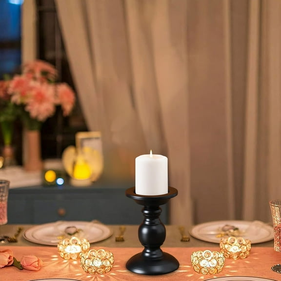 Iron Candle Holder Black Modern Table Decor | Decorative Iron Candlestick for Home, Wedding, Halloween | Durable, Easy Clean | 8.7 x 4.1 Inches | Gift-Ready
