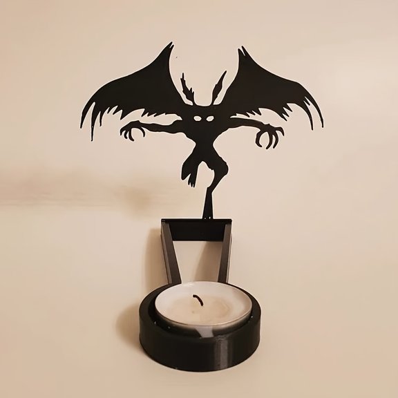 Iron Candle Holder Gothic Devil Projection - Demon Themed Tabletop Candlestick with Shadow Effects for Halloween Decor, Spooky Candles for & Themed Events, Iron