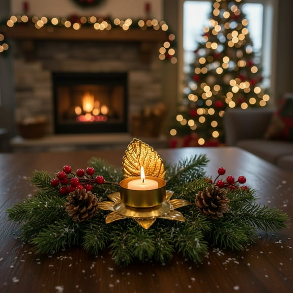 Iron Candlestick Holders - Christmas Metal Candle Holders Romantic Table Centerpiece Holiday Decor