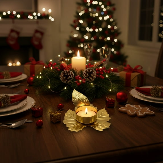 Iron Candlestick Holders - Christmas Metal Candle Holders Romantic Table Centerpiece Holiday Decor