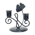 thumbnail image 1 of Iron Candlestick Home Bedroom Decoration for Romantic Candlelight Metal Craftwork with Ginkgo Leaf Design Baking Paint Finish, 1 of 6