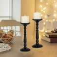 thumbnail image 1 of Iron Candlestick Set for Home Decor - Romantic Candle Holder Rustic Candlesticks - 3 Sizes 4-10 Inch | Sturdy Black Metal | Versatile Table Centerpiece | Elegant Holiday Ornament, 1 of 6
