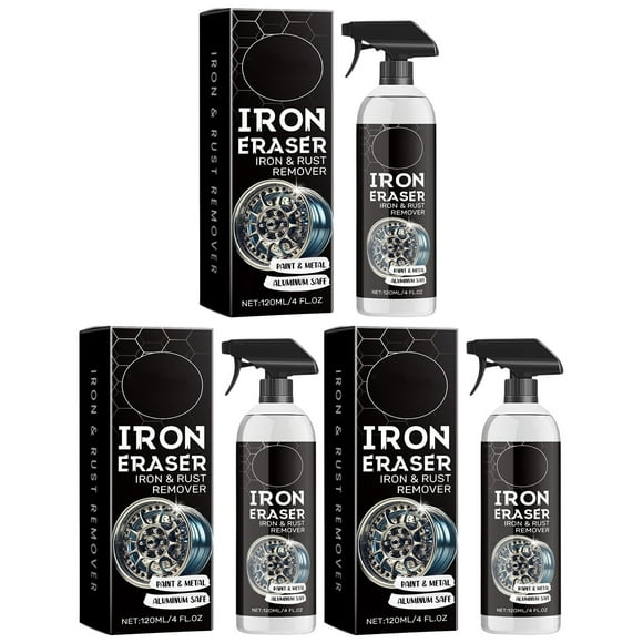 Iron Car Tire Rust Remover | 3 Pack Powerful Rust Dissolver for Metal Surfaces | Multi-Surface Safe Stain Cleaner | Fast-Acting Spray | 120ml Each | Prevents Future Corrosion