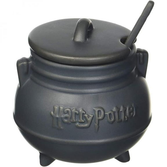 Iron Cast Style Cauldron Ceramic Mug with Spoon