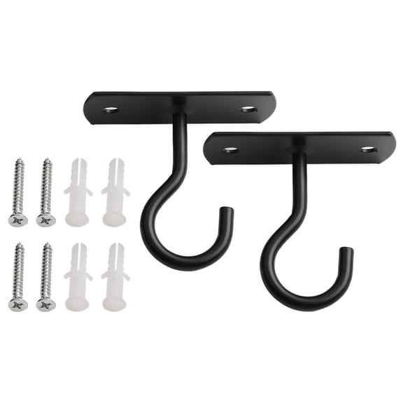 Iron Ceiling Hooks for Hanging Plants 2 Pack Heavy Duty Wrought Iron Wall Mount Brackets for Lamps Lanterns Bird Cages Kitchen Tools Bathroom Supplies Black and White 7x6.4cm
