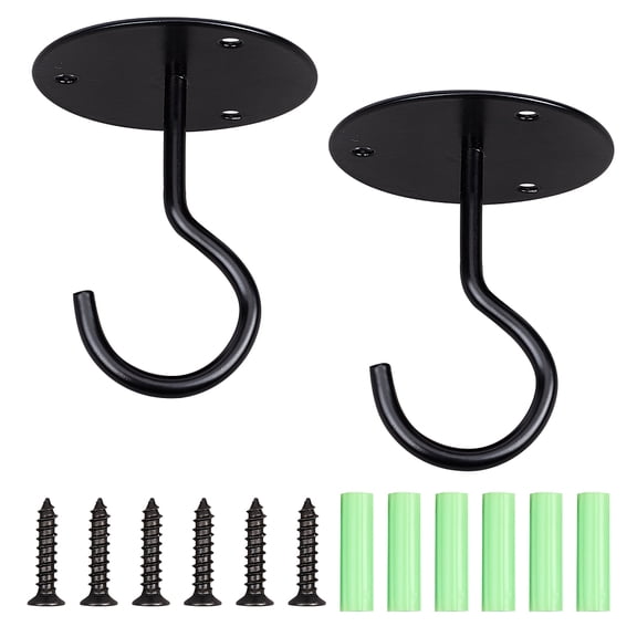 Iron Ceiling Suspension Hooks with Screws and Mounting Anchor Plug for Hanging Lights Planters Ceiling Fan Project Screen DIY