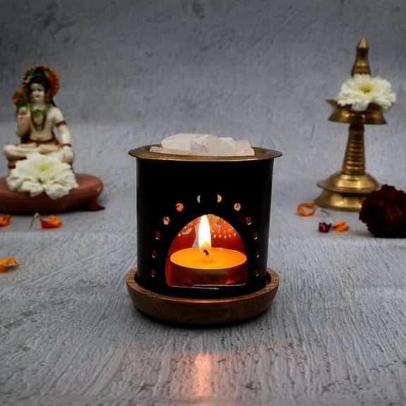 Iron Ceramic Clay Kapoor Diffuser | Aroma, Camphor & Bakhoor Burner | Oil Lamp Kapoor dani | Night Lamp (Size : 7.5cm | Weight : 99gm)